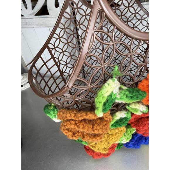 Vintage Bag Tote Crochet Flower Basket Design Sewing 60s/70s Hippie - Picture 3 of 9